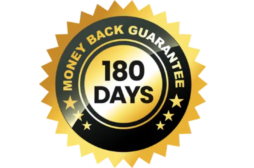 180-day money-back guarantee badge