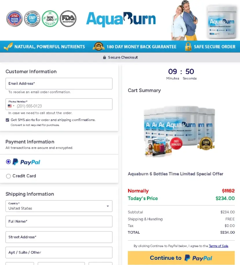 AquaBurn secure checkout